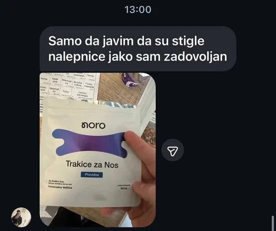 Poruka kupca sa slikom pakovanja: stigle su nalepnice, jako sam zadovoljan